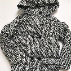 Whistles Longline Oversized Puffer Coat with Black & White Lightning Pattern